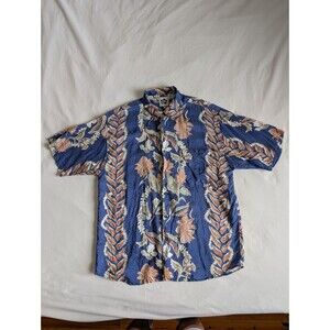 Hilo Hattie Hawaiian Floral Mens Large 100% SILK Vintage Shirt Hawaii Made Rare